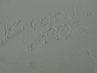 Schriftzug "Brasil 2008" in Sand geschrieben