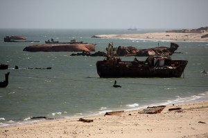 Schiffswracks in der Hafenbuch von Nouadibhou