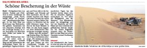 Artikel "Schöne Bescherung in der Wüste" im Tölzer Kurier / Loisachtal / 31.12.2009