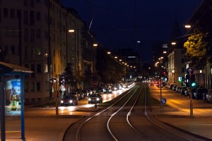 Dachauer Straße in München bei Nacht
